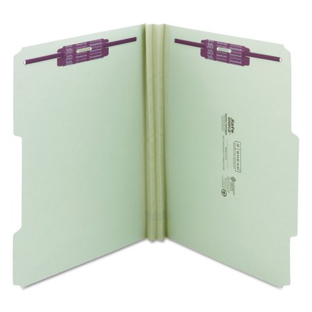 Smead 2" Pressboard Fastener Folder, 2/5Tab, Letter, Gray Green, PK25 14982